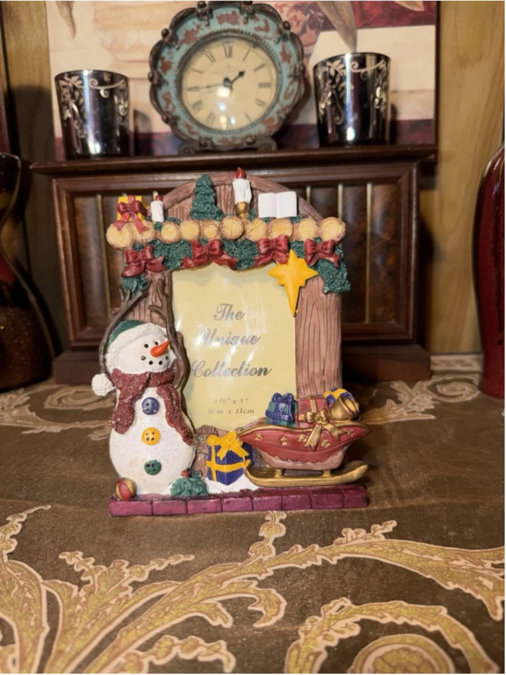 The Unique Collection Christmas Decor Snowman Picture Frame For 3.5x5